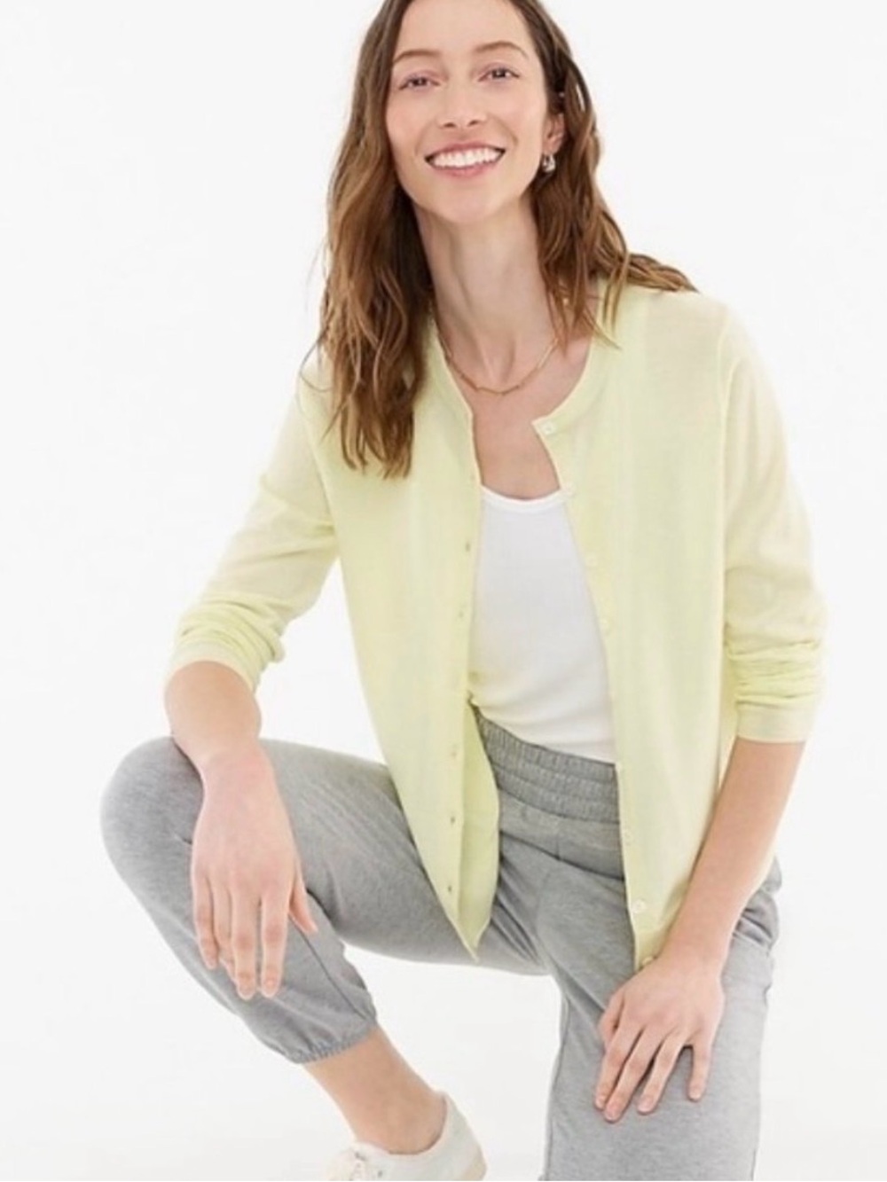 🍋J Crew Lemon Yellow Lightweight Button-Front Cardigan